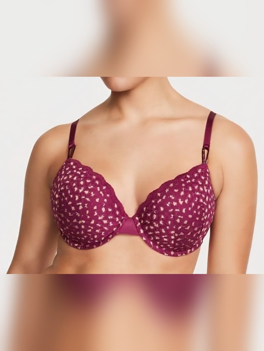 Victoria's Secret Lined Demi Plum Lace Push-Up Bra with Gold Fleck, 38DDD, 38F